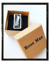Load image into Gallery viewer, Silver Glass Stone Ring  - Grey Oblong