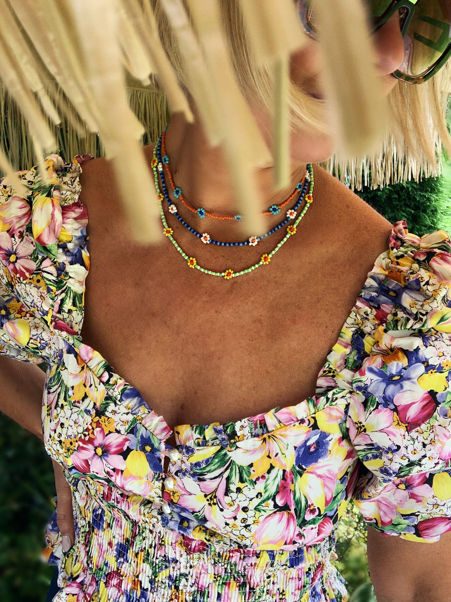 Flower Necklace Various Colours Rose Mae Jewellery