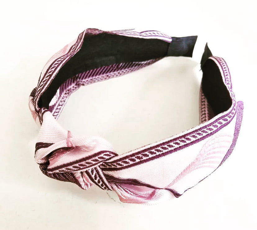 Jacquard Headband - Lavender/Off White