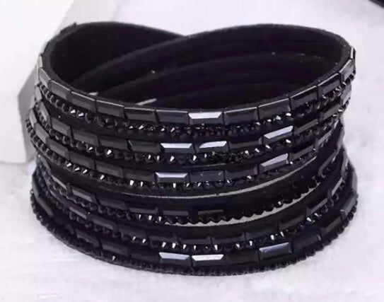 Sparkle Wrap Cuff Bracelet in Black
