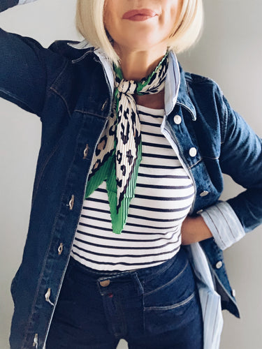 Crinkle Scarf - Green Leopard
