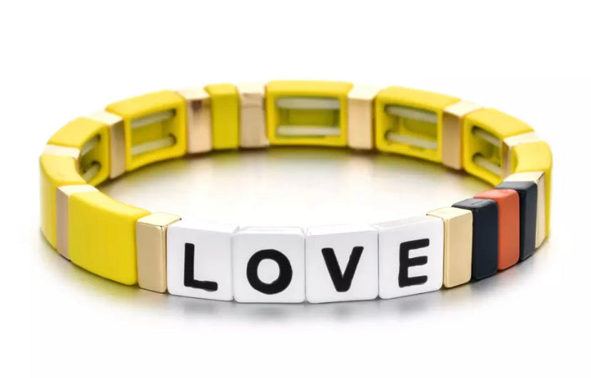 Stackable Enamel Bracelet - Love Yellow