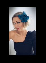 Load image into Gallery viewer, Satin Hair Bow Barrette Clip - Navy Blue