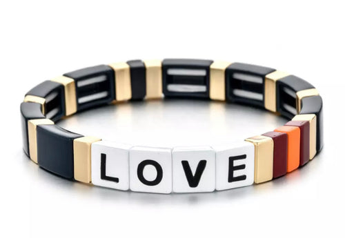Stackable Enamel Bracelet - Love Black