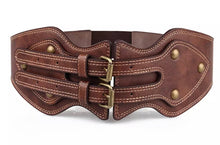 Load image into Gallery viewer, Double Buckle Wide Belt - Brown