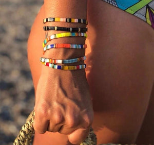 Block Bracelet - Yellow/White/Bronze