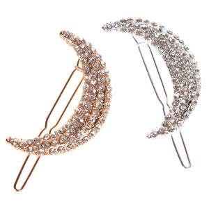 Crescent Moon Hair Clips - Silver & Gold