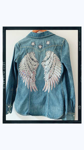 SPARKLE ANGEL - Rose Mae Reworked Denim Shacket (THIS PIECE IS RESERVED)