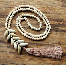 Load image into Gallery viewer, Cowrie Cluster Long Tassel Necklace