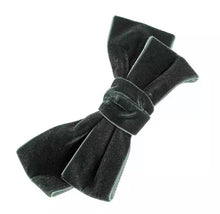 Load image into Gallery viewer, Velvet Bow Barette - Forest Green