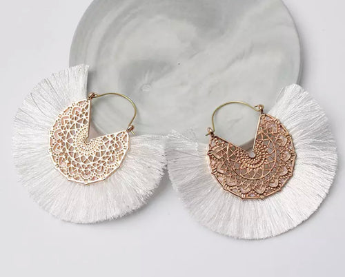 Ibiza Fan Earrings - White