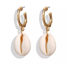 Load image into Gallery viewer, Cowrie Shell Drop Earrings - Gold