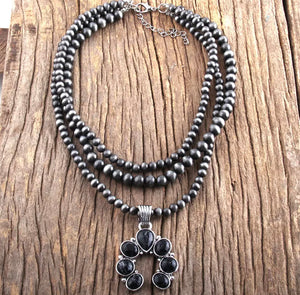 Beaded Black Howlite Necklace
