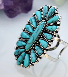Turquoise/Silver Howlite Ring