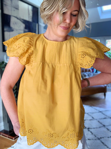 Preloved & Vintage - Ochre Pintuck Blouse