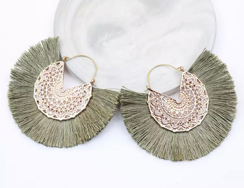 Ibiza Fan Earrings - Light Green