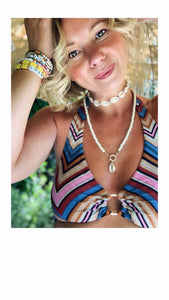 Beaded Cowrie Shell Necklace - Natural