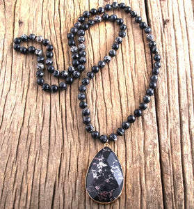 Natural Jasper Stone Long Necklace