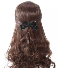 Load image into Gallery viewer, Velvet Bow Barette - Forest Green