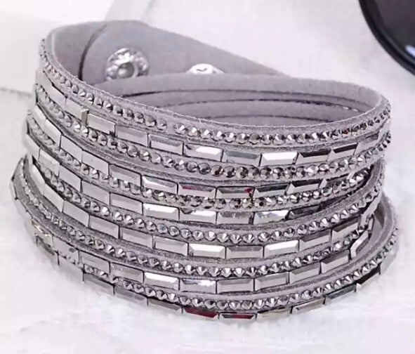 Sparkle Wrap Cuff Bracelet - Grey