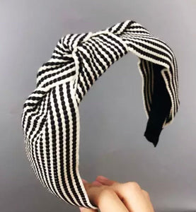 Stripe Headband - Black/Ecru
