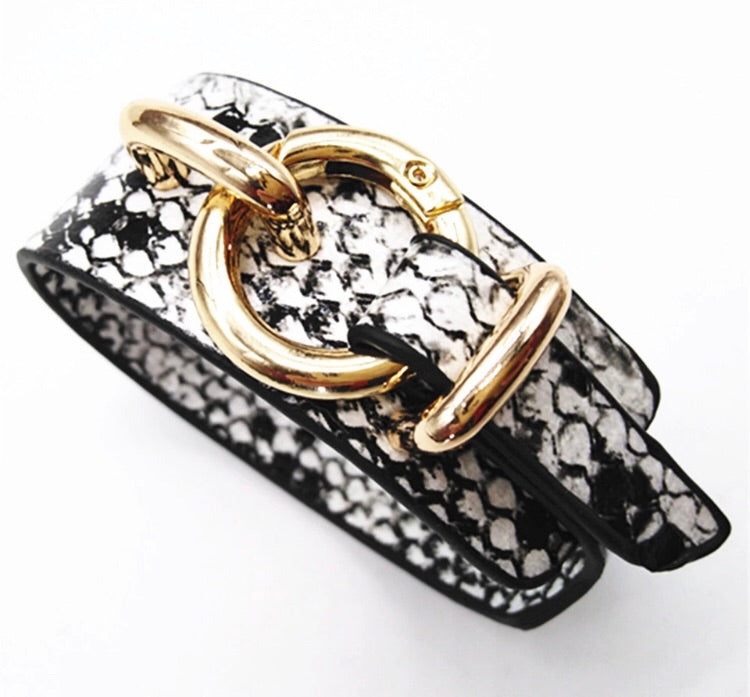 Cuff Bracelet - Natural Faux Snakeskin