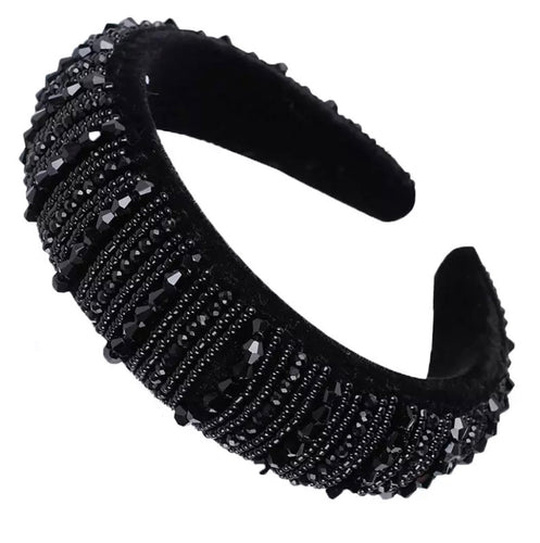 Beaded Jet Headband - Black