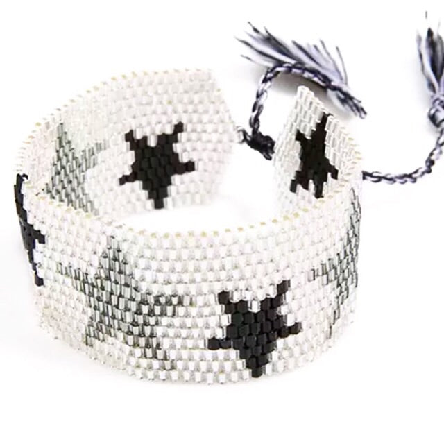 Star Beaded Cuff in Silver (Was £12.50 Now £7)