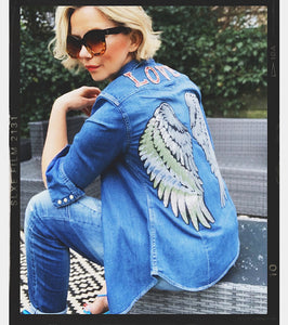 Rose Mae Reworked ANGEL LOVE Denim Shacket