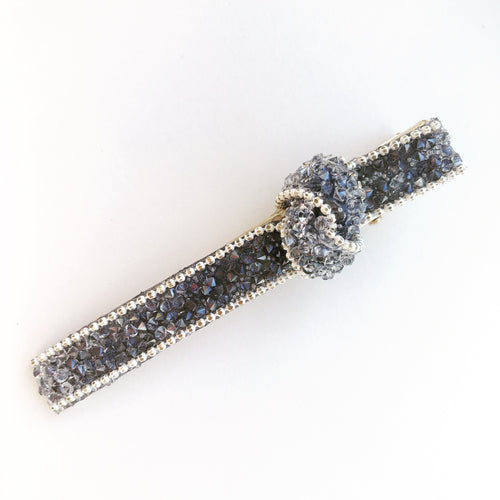 Crystal Knot Hair Clip - Grey