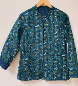 Preloved & Vintage - Quilted Vintage Blue Ditsy print Jacket