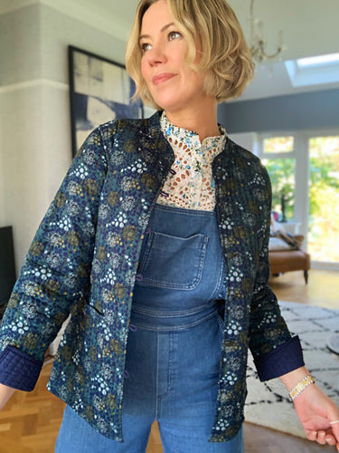 Preloved & Vintage - Quilted Vintage Blue Ditsy print Jacket