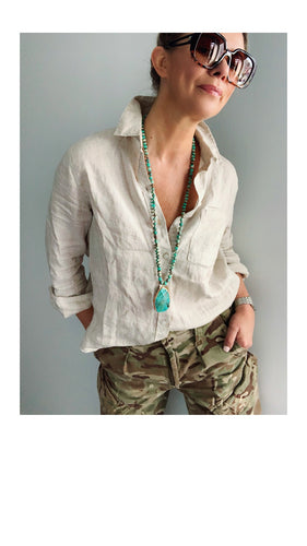 Natural Turquoise Stone Long Necklace