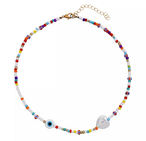 Evil Eye Multi Necklace - White
