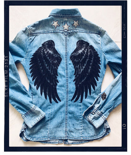 Rose Mae Reworked - DARK ANGEL Denim Shacket