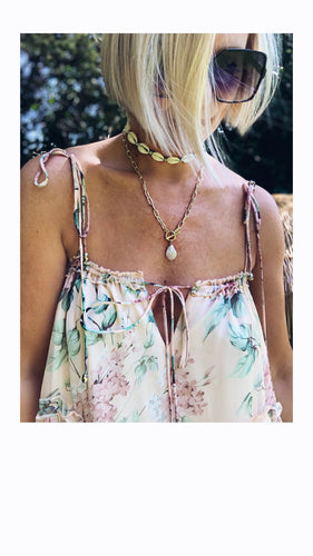 Gold Chain Link Pearl Necklace