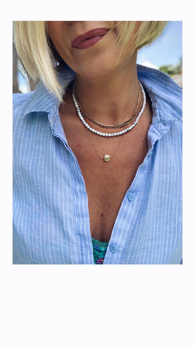 Multi Layer Necklace - White/Gold