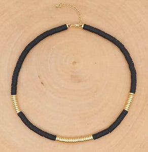 Disc Necklace - White/Gold, Black/Gold & Turquoise/Gold