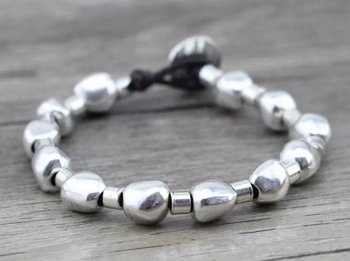 Silver Double Nugget Bracelet