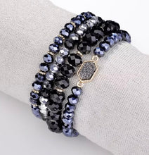 Load image into Gallery viewer, Sparkle Bracelet Set - Black/Midnight Blue/Grey