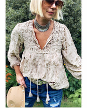Load image into Gallery viewer, Boho Blouse/Tunic - Neutral Floral Mix