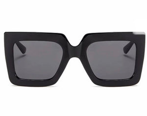 Oversized Retro Framed Sunglasses - Black