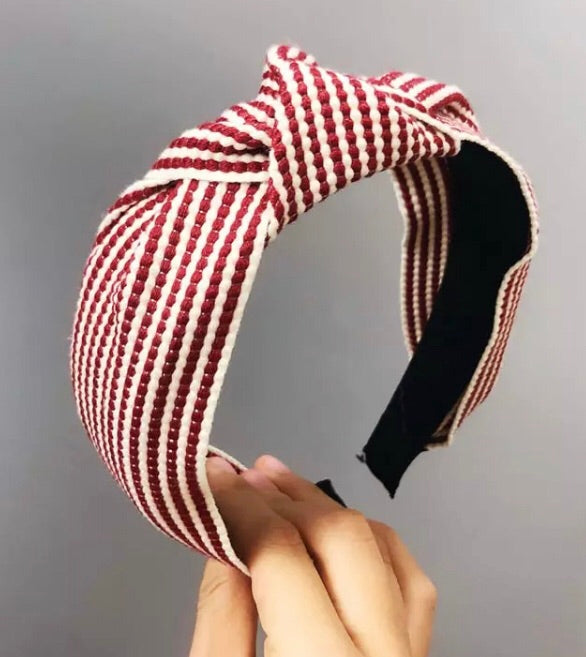 Stripe Headband - Red/Ecru