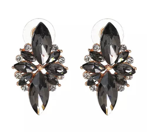 Crystal Earrings - Grey