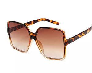 Oversized Square Frame Sunglasses - Brown Leopard