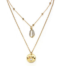 Load image into Gallery viewer, Double Shell/Evil Eye Pendant Necklace