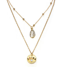 Load image into Gallery viewer, Double Shell/Evil Eye Pendant Necklace