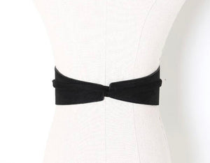 Black Faux Suede Obi Belt