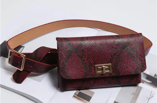 Belt Bag - Red Mock Snake Skin