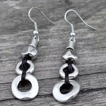 Load image into Gallery viewer, Silver/ Leather Disc Earrings